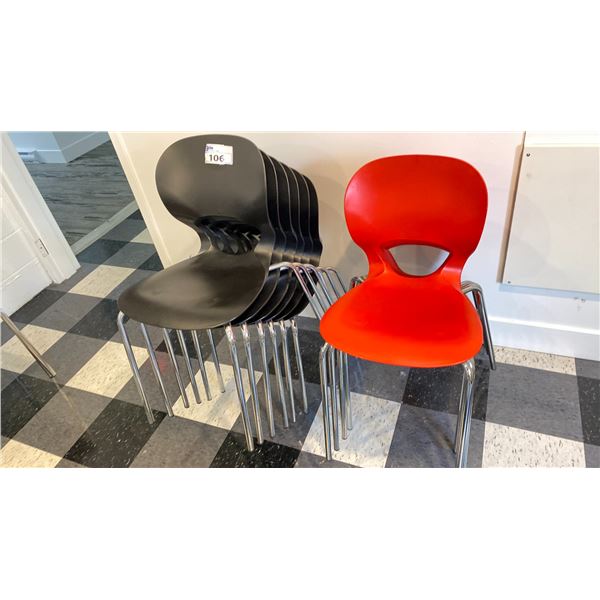 11 STACKING CHAIRS-5 RED 6 BLACK