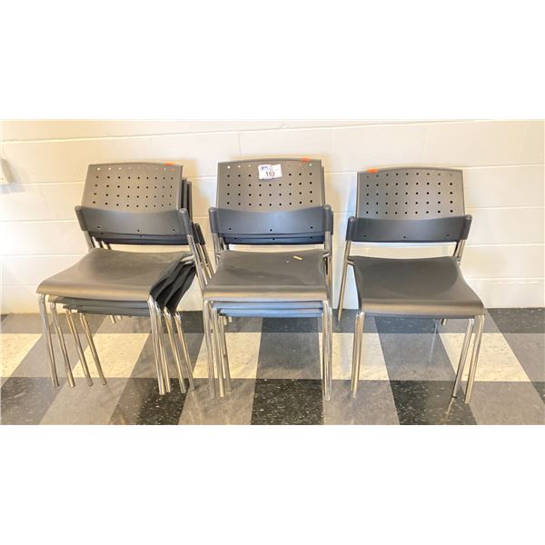 12 BLACK STACKING CHAIRS