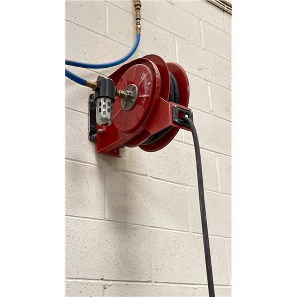 REELCRAFT AIR HOSE REEL WITH FILTER-MUST BE REMOVED FROM WALL.