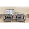 Image 2 : CUSTOM ALUMINUM JAR FILLING TRAYS WITH TWO RUBBERMAID CARTS. VARIOUS SIZES.