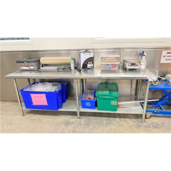 8'X2' STAINLESS PREP TABLE-NO CONTENTS