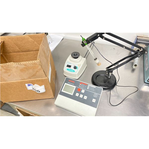 HANNA PH METER MODEL PH20 WITH VORTEX MIXER MY LABNET MODEL S0200. PH METER REQUIRES REPLACEMENT