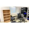 Image 1 : GROUP LOT 60X30" DESK WITH MOBILE PEDESTAL, 2 X 3'X6'H BOOKSHELVES,