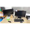 Image 1 : GROUP LOT OF 6 MONITORS. 3X 20" DELL, 24" SAMSUNG, 21" LENOVO, 24" DELL, ASST PHONE HEADSET,