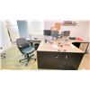 Image 2 : DESKS AND MONITORS IN OFFICE A 205. 60" DESK, 48" DESK, 4X 66" CORNER DESKS, MOBILE OFFICE CARTS,