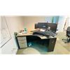 Image 3 : DESKS AND MONITORS IN OFFICE A 205. 60" DESK, 48" DESK, 4X 66" CORNER DESKS, MOBILE OFFICE CARTS,