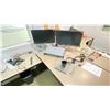 Image 9 : DESKS AND MONITORS IN OFFICE A 205. 60" DESK, 48" DESK, 4X 66" CORNER DESKS, MOBILE OFFICE CARTS,