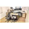 Image 3 : GROUP LOT IN OFFICE A 204. 90" CORNER DESK WITH MOBILE CARTS, POTTED TREE, 2X 66" CORNER DESKS WITH
