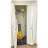Image 1 : CONTENTS OF CLOSET NEAR SCIENCE ROOM. 7 HARD HATS, BAG, WET FLOOR SIGNS, BRUSH AND DUSTPAN, LAB