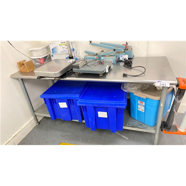 6'X30" STAINLESS PREP TABLE NO CONTENTS, LOCATED IN PRE-WEIGH ROOM