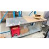 Image 1 : 6'X30" STAINLESS PREP TABLE SLIGHTLY BEAT UP NO CONTENTS
