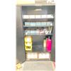 Image 2 : METAL CABINET WITH SOME CONTENTS. 3'X6'. GLOVES, BAGS, TONS OF LABELS, STAINLESS SAMPLE TUBE, ETC