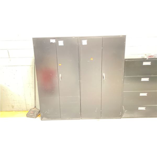 GROUP LOT 7 X 6'X3' METAL CABINETS. ONE HAS CONTENTS