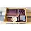 Image 4 : CONTENTS OF PRODUCT TEST KITCHEN. MEASURING CUPS, SPOONS, GLOVES, BOWLS, CUTTING BOARDS, UTENSILS,