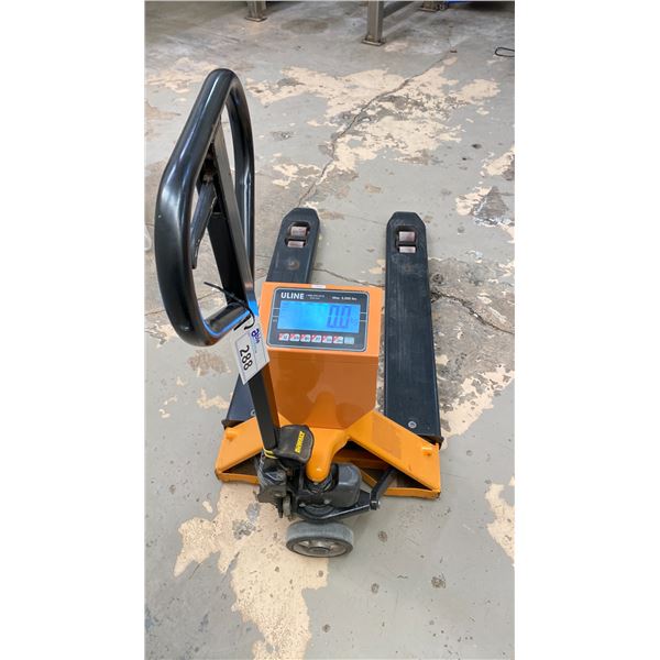 ULINE MODEL H-1679 5000 LB CAPACITY WEIGH SCALE PALLET DOLLY