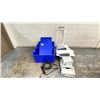 Image 1 : 2 LARGE HEAVY DUTY TOTES WITH ASST GARBAGE BAGS (35X50 AND 26X36") CONTAINERS, POWER BAR AND