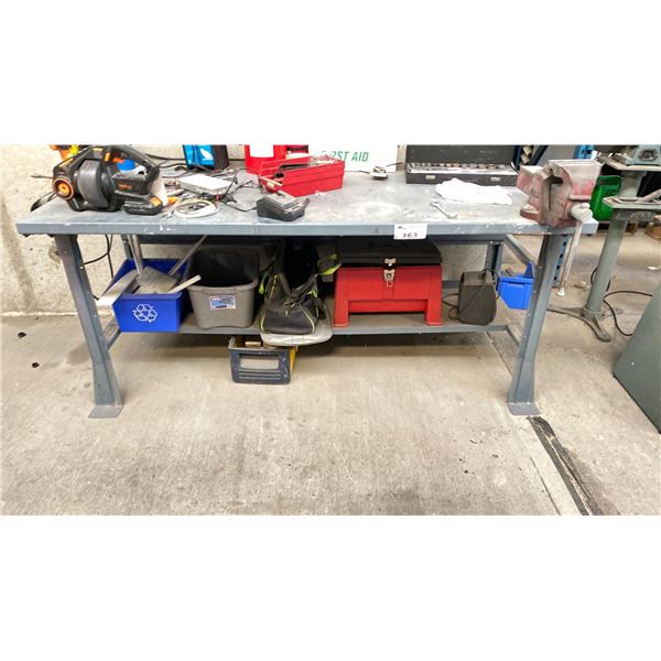 6'X3' METAL WORK BENCH WITH 5" VISE NO CONTENTS