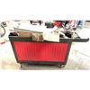 Image 2 : RUBBERMAID TRADEMASTER TOOL CART 60"X27" ON WHEELS WITH CONTENTS. MOSTLY SCRAP MUCH OF IT STAINLESS