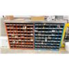 Image 2 : 2 METAL NUTS AND BOLTS BINS WITH CONTENTS. OVERALL 6'WX42"H WITH STAINLESS STEEL TOP
