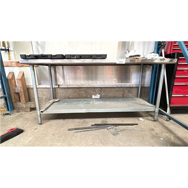 STAINLESS STEEL SHOP TABLE 72X30" NO CONTENTS