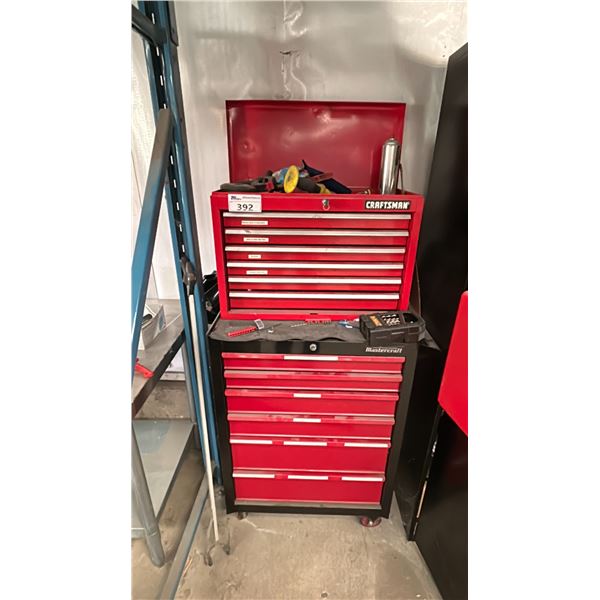 STACKING TOOL BOXES WITH CONTENTS. LG ASST TOOLS, CHISELS, COMBINATION WRENCHES, SCREWDRIVERS,