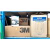 Image 2 : SHELF LOT OF PPE ITEMS. 7 CASES OF 3M PARTICLE RESPIRATORS N95, 2 CASES ULINE POLY COATED GOWNS,