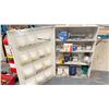 Image 2 : WALL MOUNT METAL BOX WITH ASST SCREWS, NUTS, BATTERY CHARGER 10/2AMP, BIN OF TAPE, STEP STOOL TYPE