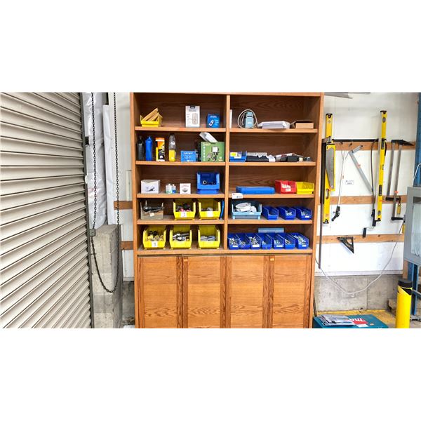 CABINET WITH CONTENTS. INC ELECTRICAL CONNECTIONS, NUTS AND BOLTS, HOLE SAW KIT UP TO 6", HEAT