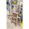 Image 1 : GROUP OF 3' WOOD STEP LADDER, 2' ALUMINUM STEP LADDER, STEP STOOL