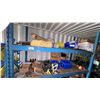 Image 1 : 2 TOP SHELVES OF RACKING. OIL SPILL MATS, BOOSTER CABLES, HEAVY DUTY HINGES, GREASE GUNS,