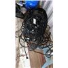 Image 1 : PILE OF EXTENSIONS CORDS, HEAVY GAUGE WIRE WITH 220V ENDS, ASST LENGTHS LOCATED IN CONTAINER