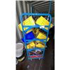 Image 1 : ROLLING CART ON WHEELS WITH BINS LOCATED IN CONTAINER. INC CONTENTS. NUTS AND BOLTS, HINGES,