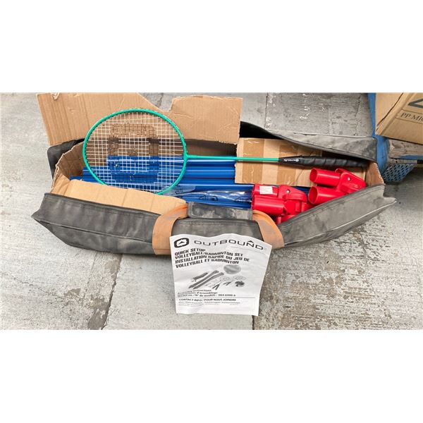 OUTBOUND VOLLEYBALL AND BADMINTON KIT WITH RACKETS, BALLS, BIRDIES, NET
