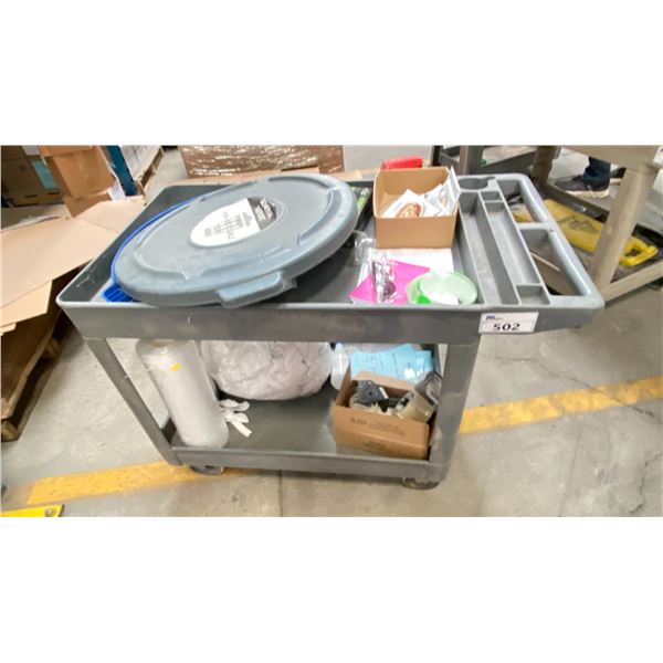 RUBBERMAID ROLLING CART 48X25" NO CONTENTS WITH CRACKED HANDLE