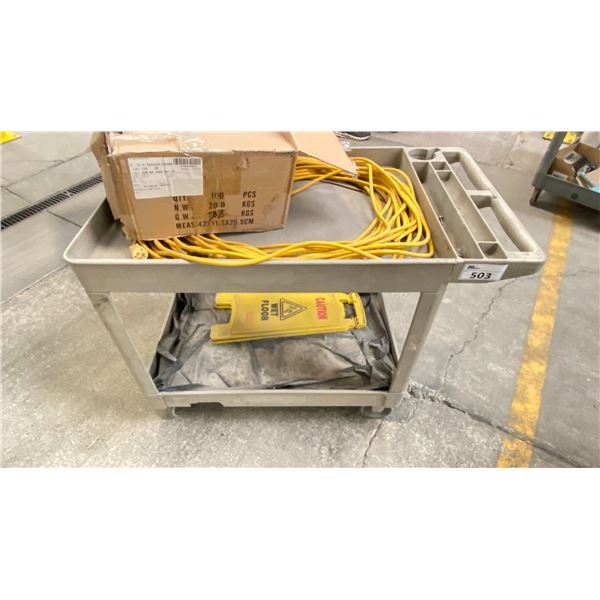 RUBBERMAID ROLLING CART 48X25" NO CONTENTS WITH CRACKED HANDLE