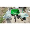 Image 2 : 3 PIECES. JD TOW SPREADER REQUIRES SERVICING, SMALL DUMP CART, PRIZE LAWN CBR SEED SPREADER