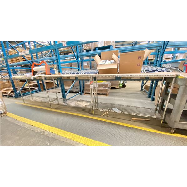 3 METRO RACK SHELVES. 48X12X36"H NO CONTENTS LOCATED NEAR FORKLIFT DOOR BETWEEN BUILDINGS