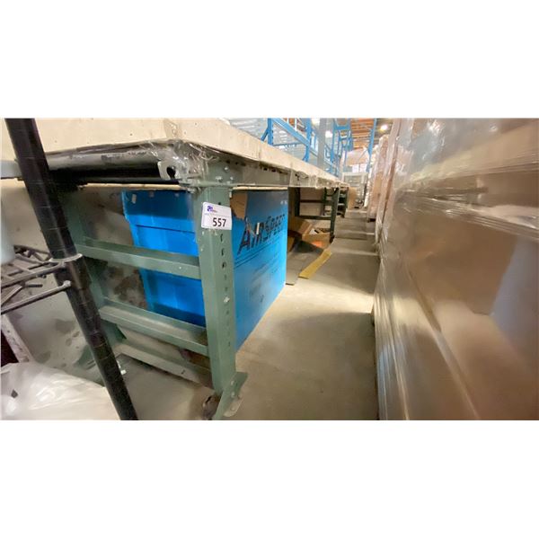 3 X 10' SECTIONS OF ROLLING CONVEYOR. ADJUSTABLE HEIGHT
