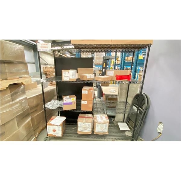 METRO RACK 6'X24" ON WHEELS NO CONTENTS. 4 SHELVES