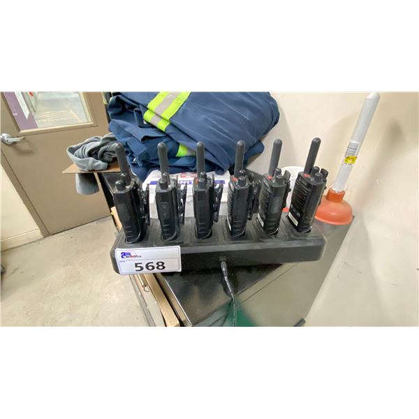 GROUP OF 6 COBRA RADIOS WHICH CHARGING DOCK. MODEL PX650