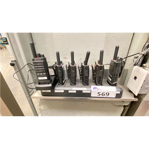 GROUP OF 6 COBRA RADIOS WHICH CHARGING DOCK. MODEL PX650