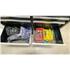 Image 2 : HUSKY TOOL BOX WORK BENCH 48"X18" ON WHEELS. WITH CONTENTS. SOCKET SET, PRY BARS, COMBINATION