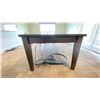 Image 3 : SOLID WOOD BOARDROOM TABLE 10'X42" WITH GLASS TOP AND WIRE MANAGEMENT LOCATED IN HOUSE