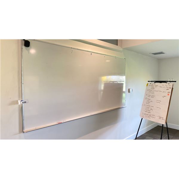 GROUP OF WHITEBOARDS-MUST BE REMOVED FROM WALLS. 4X8'X4', 2X6'X4', FLIP CHART DISPLAY