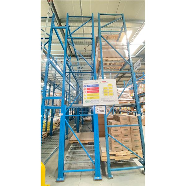 ONE ROW OF RACKING. 42" DEEP. 10 X 18' HIGH FRAMES, 7 X 12' HIGH FRAMES, 114 X 8' BEAMS. 110 X 4'