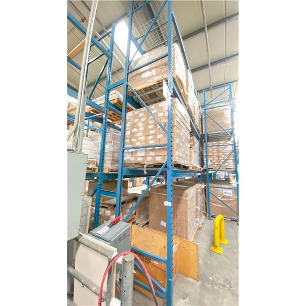 ONE ROW OF RACKING. 42" DEEP. 4 X 18' HIGH FRAMES, 4 X 12' HIGH FRAMES, 4 X 8' BEAMS.