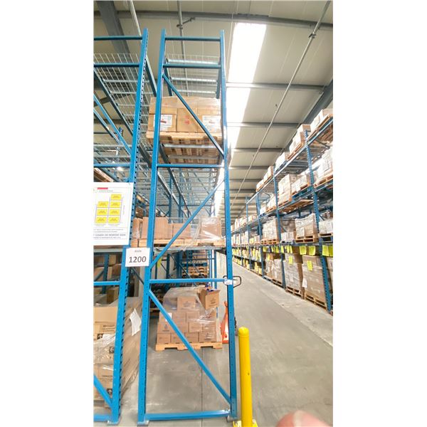 ONE ROW OF RACKING. 42" DEEP. 5 X 18' HIGH FRAMES, 9 X 12' HIGH FRAMES, 76 X 8' BEAMS. 76 X 4'
