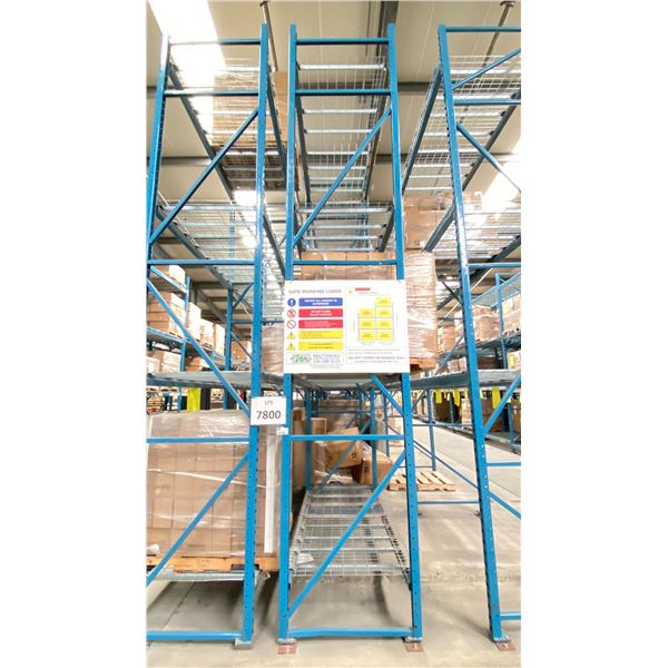 ONE ROW OF RACKING. 42" DEEP. 5 X 18' HIGH FRAMES, 9 X 12' HIGH FRAMES, 86 X 8' BEAMS. 80 X 4'