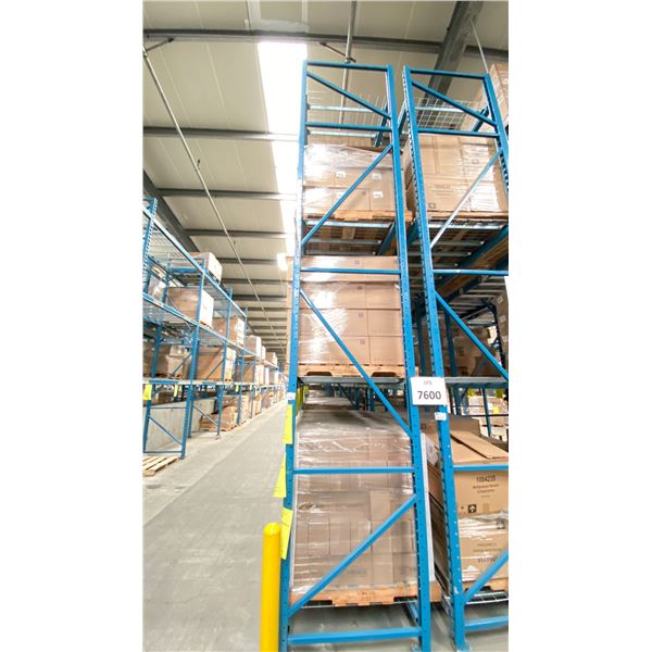 ONE ROW OF RACKING. 42" DEEP. 5 X 18' HIGH FRAMES, 9 X 12' HIGH FRAMES, 82 X 8' BEAMS. 80 X 4'