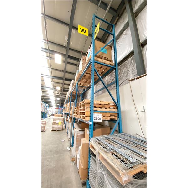 ONE ROW OF RACKING. 42" DEEP. 1 X 18' HIGH FRAMES, 12 X 12' HIGH FRAMES, 54 X 8' BEAMS. 19 X 4'